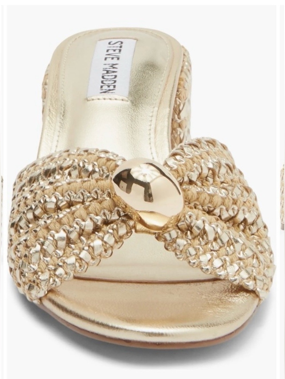 Steve Madden Gold Braided Slide with Center Ornament